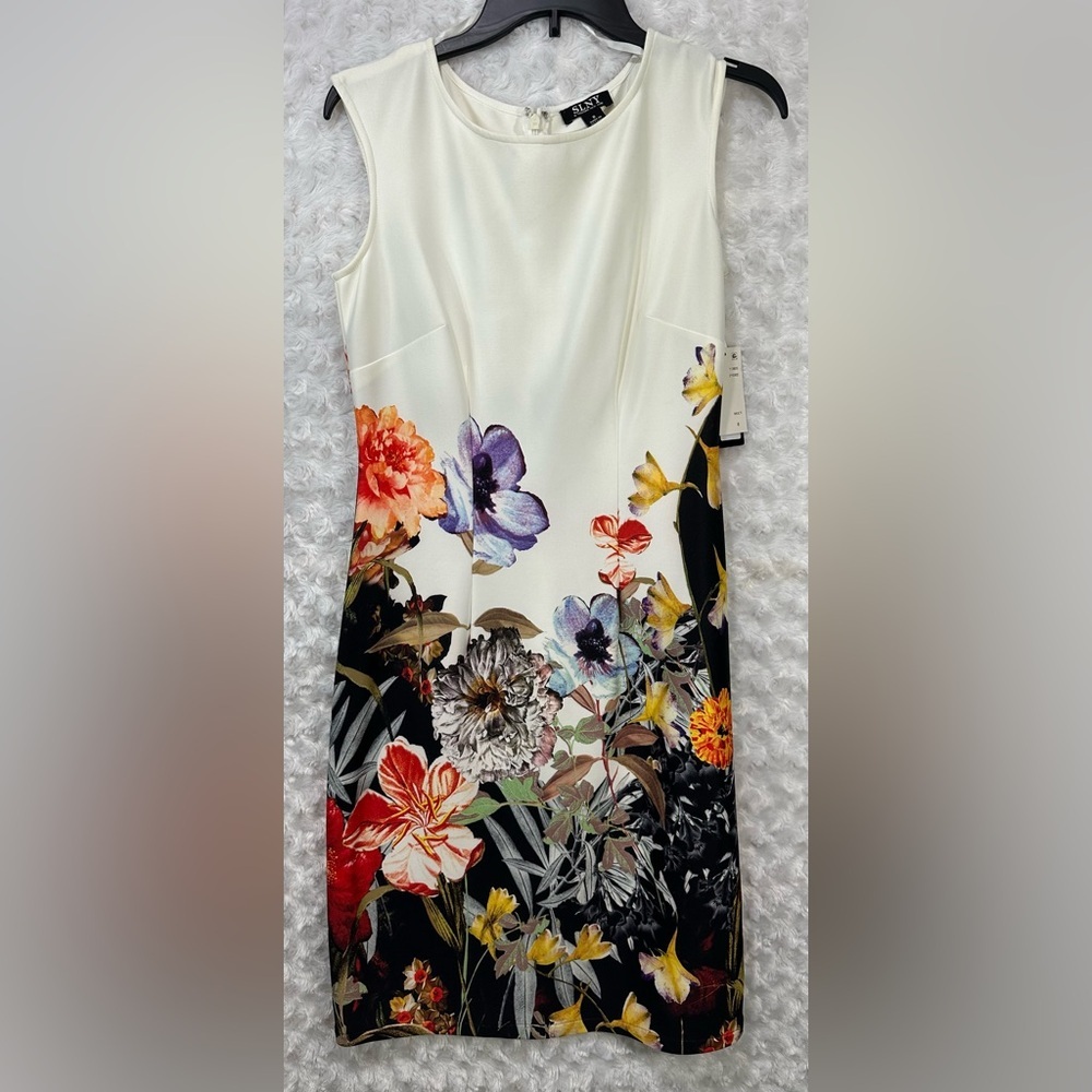 SLNY Woman’s Sleeveless‎ Multicolor Midi Floral Print Dress
